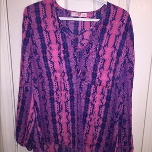 Pink & Purple Snake Print Blouse Top